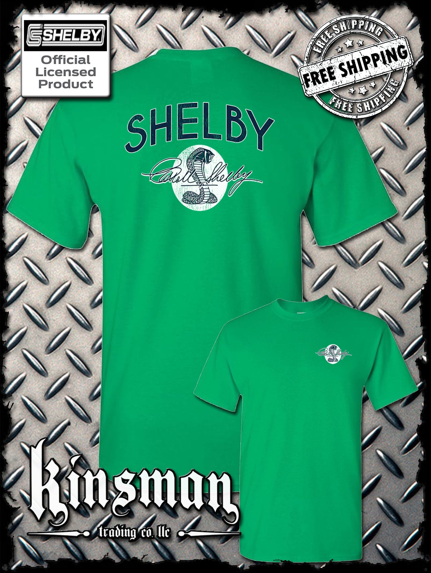 Carroll Shelby Vintage Cobra Logo 2-Sided T-Shirt