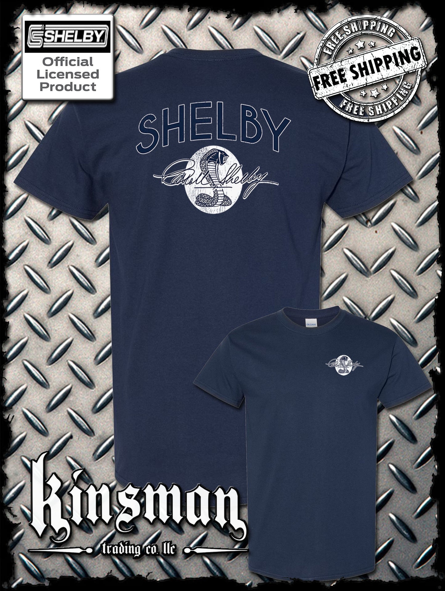 Carroll Shelby Vintage Cobra Logo 2-Sided T-Shirt