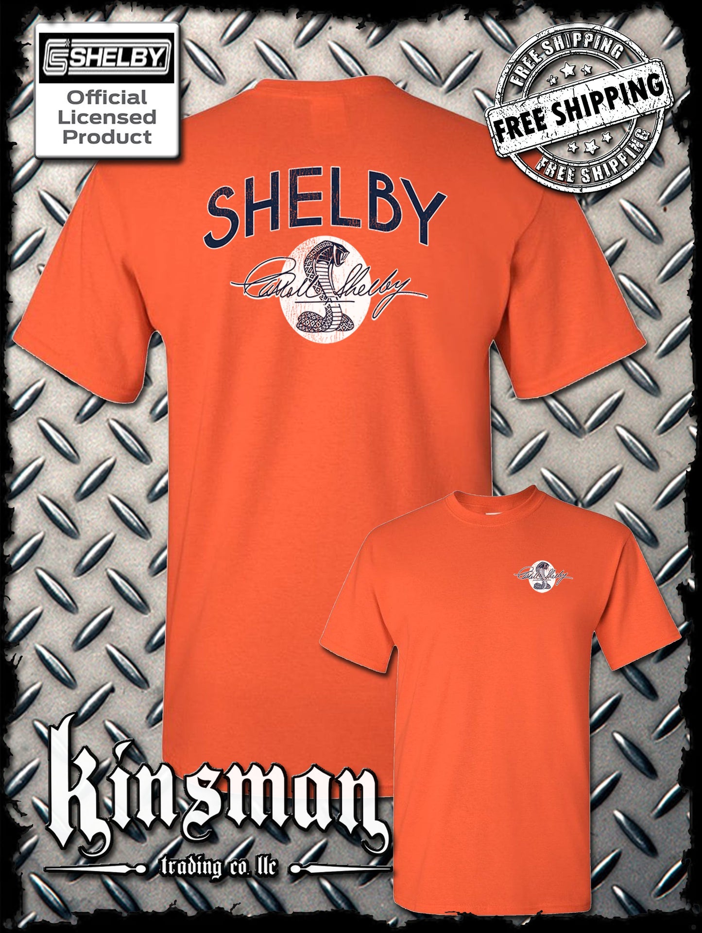 Carroll Shelby Vintage Cobra Logo 2-Sided T-Shirt