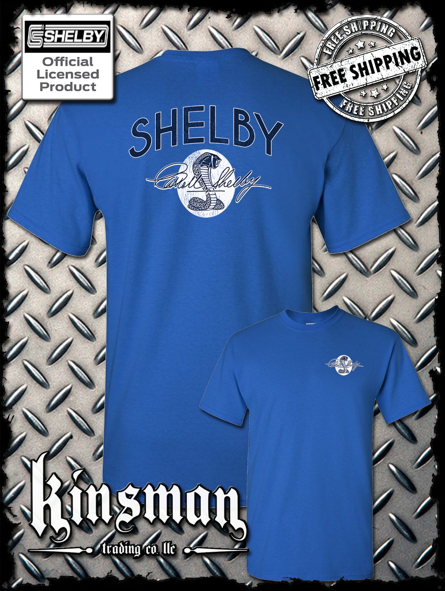 Carroll Shelby Vintage Cobra Logo 2-Sided T-Shirt