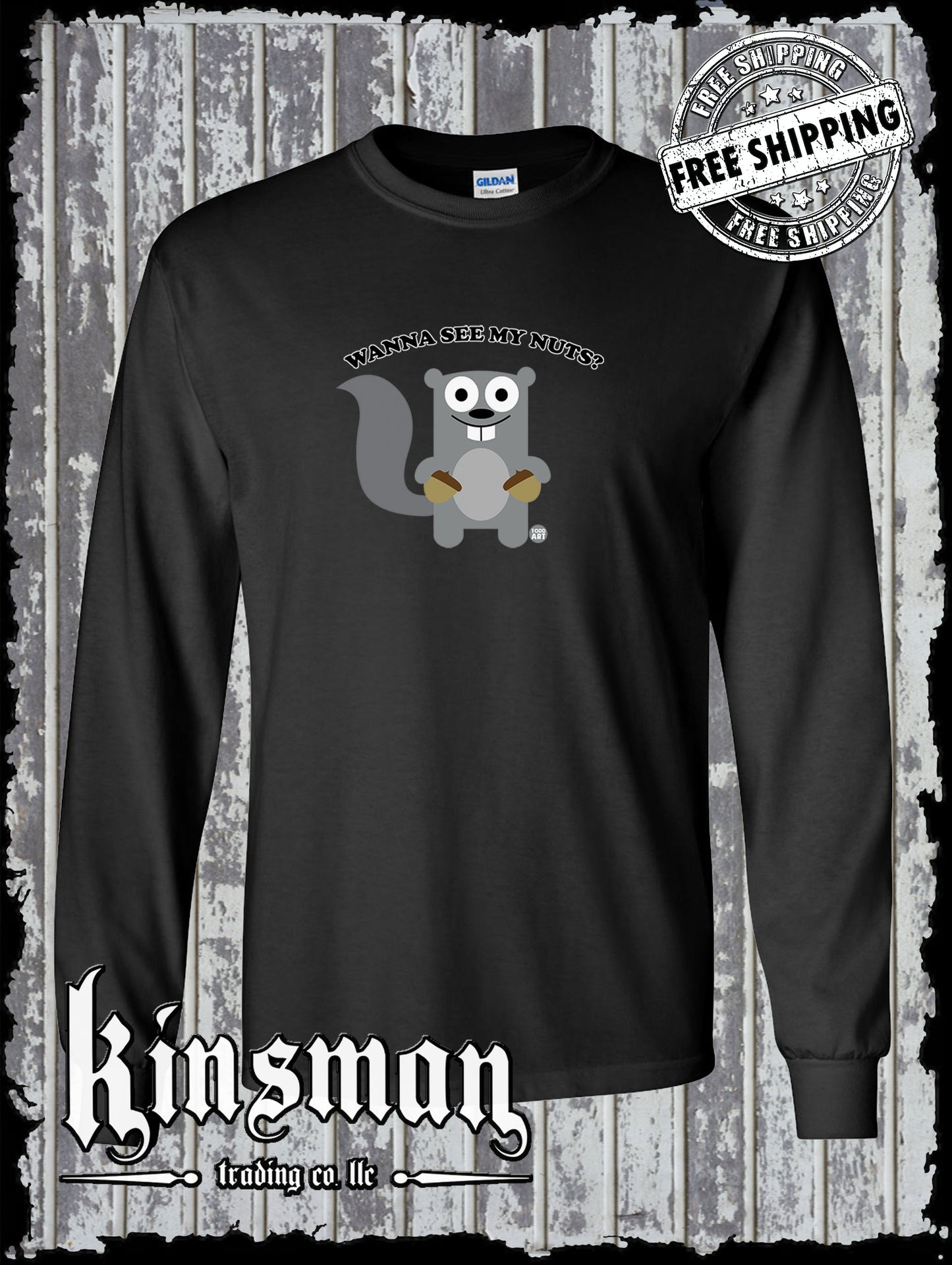 Wanna See My Nuts? Squirrel Long Sleeve T-Shirt Todd Goldman Licensed