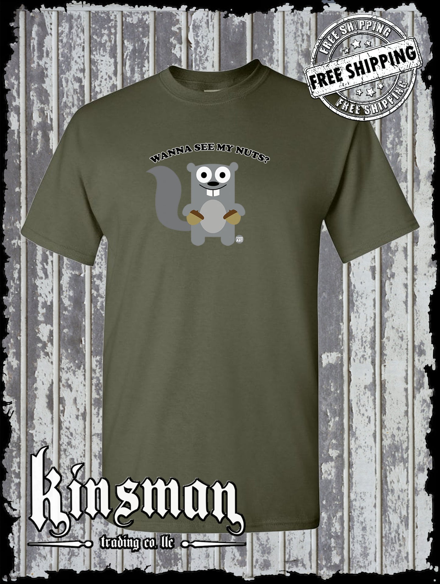 Wanna See My Nuts? Squirrel T-Shirt Todd Goldman Licensed