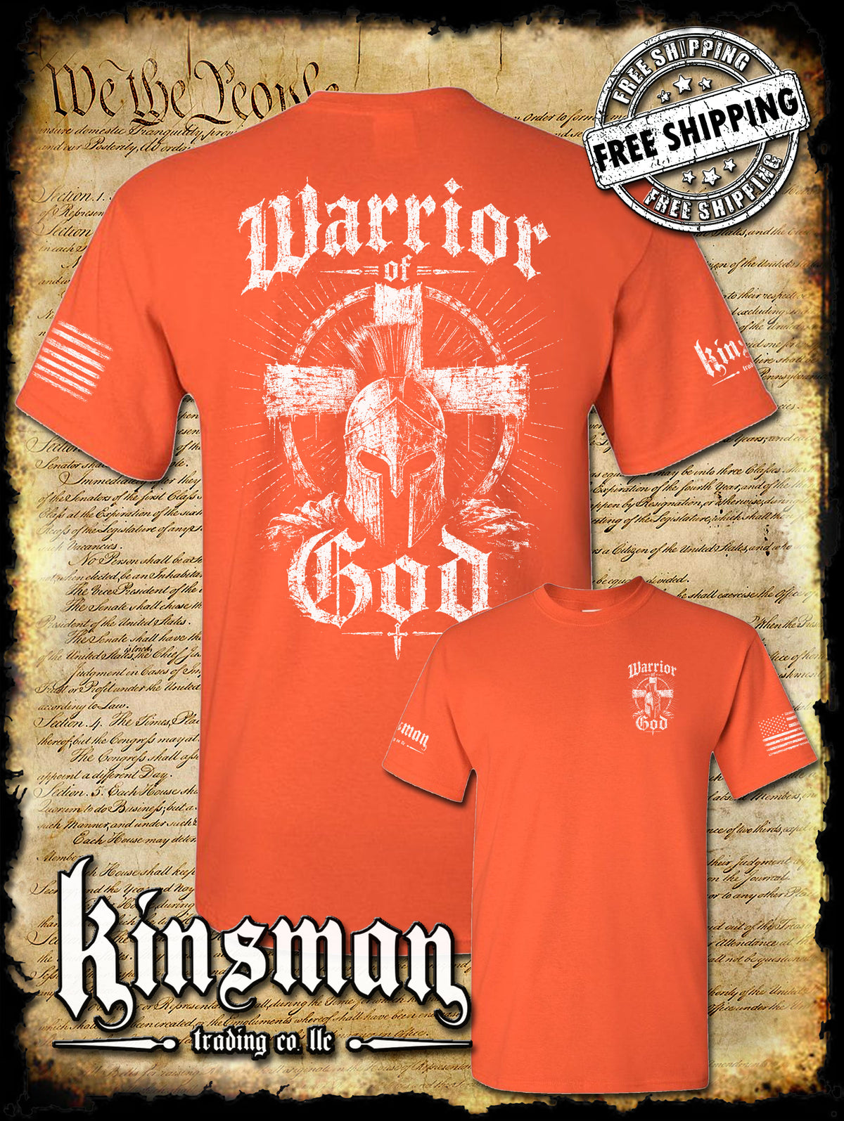Warrior of God T-Shirt Spartan Helmet Viking Cross