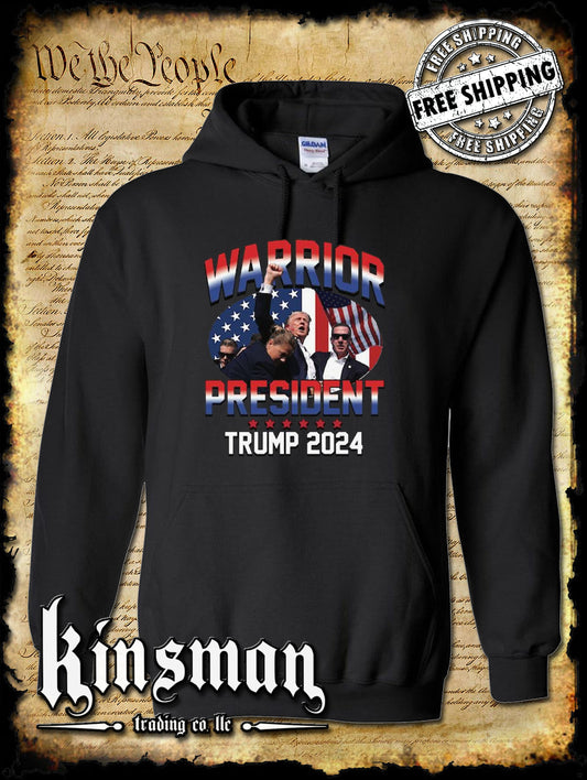 Trump Warrior President Hoodie / Sweatshirt 2024 MAGA USA Fight