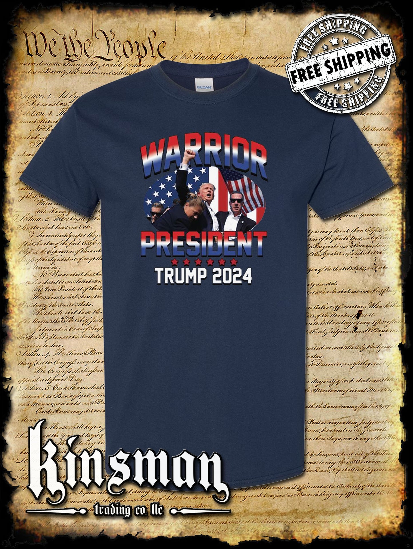 Trump Warrior President T-Shirt 2024 MAGA USA Fight