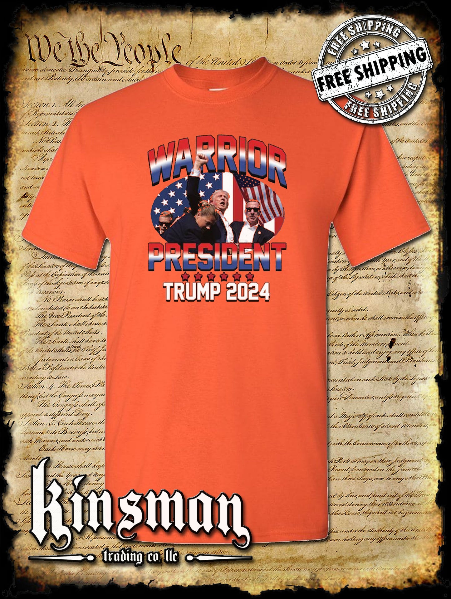 Trump Warrior President T-Shirt 2024 MAGA USA Fight