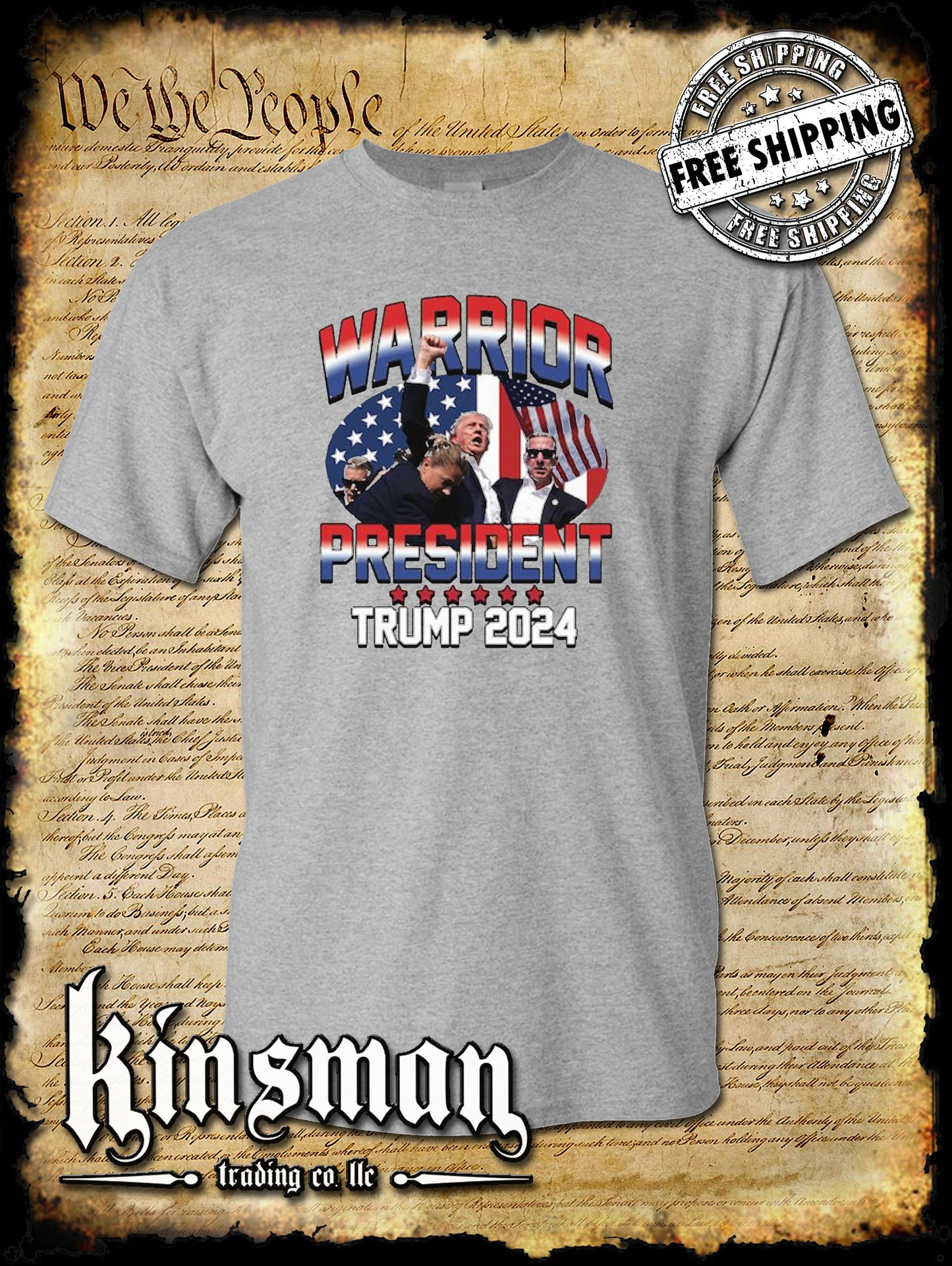 Trump Warrior President T-Shirt 2024 MAGA USA Fight