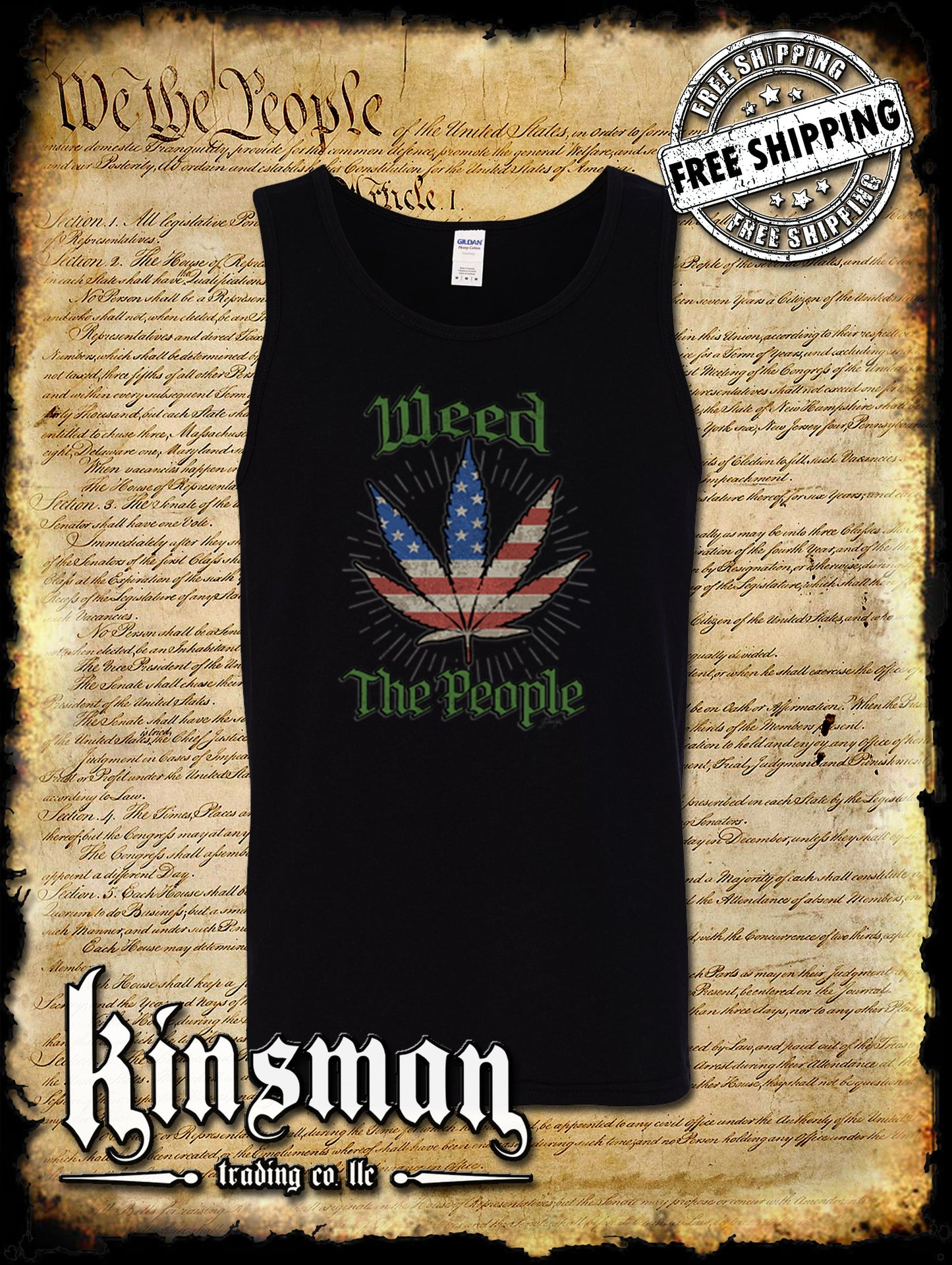 Weed The People American Flag Pot Leaf Tank Top T-Shirt