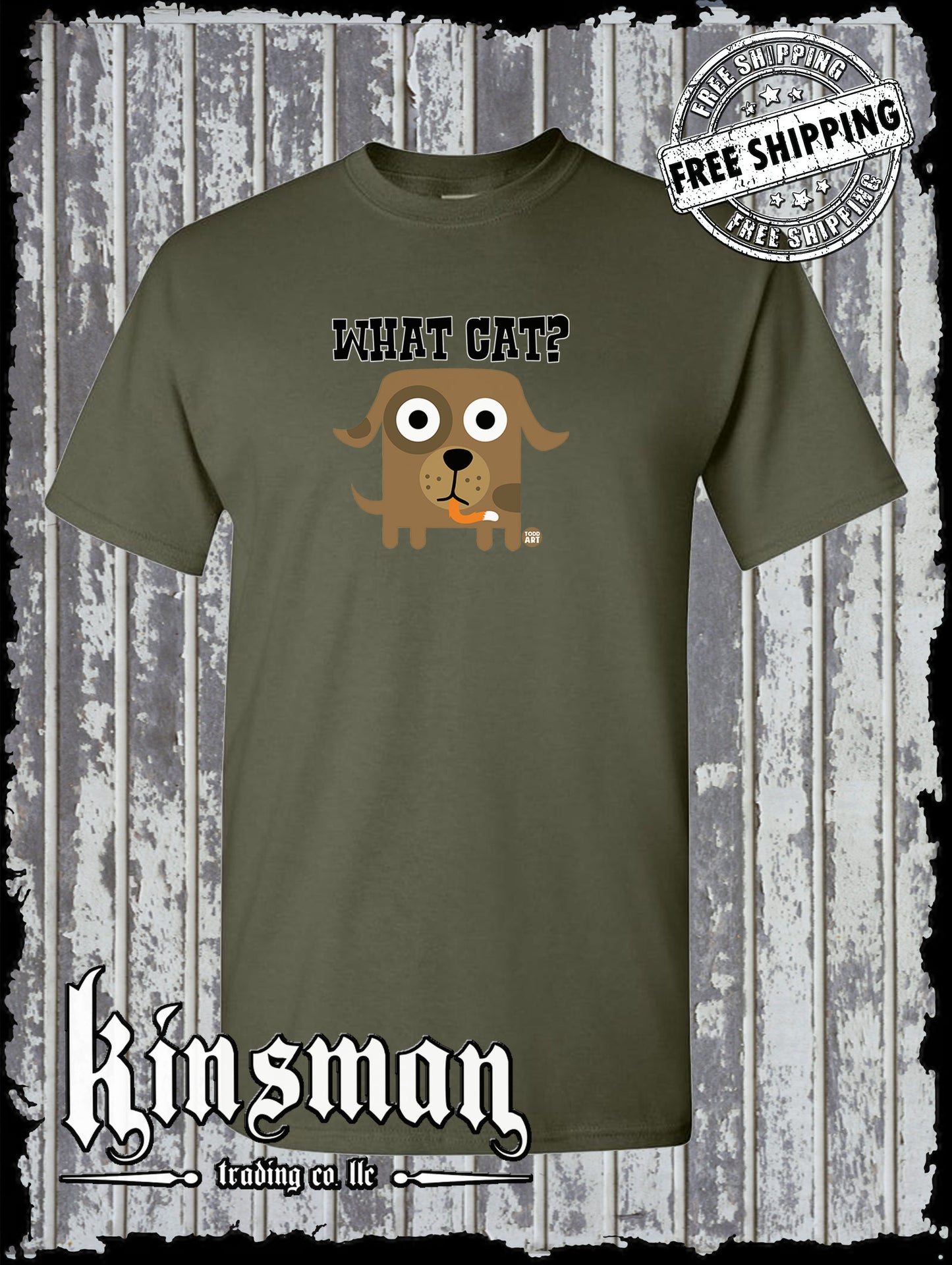 What Cat? Dog T-Shirt Todd Goldman Licensed