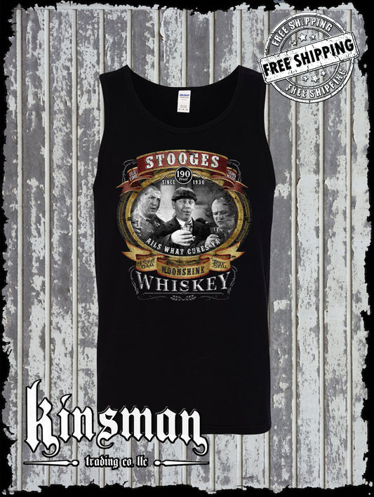 Three Stooges Whiskey Tank Top T-Shirt Official Licensed Curly Moe Larry Party Funny Tee