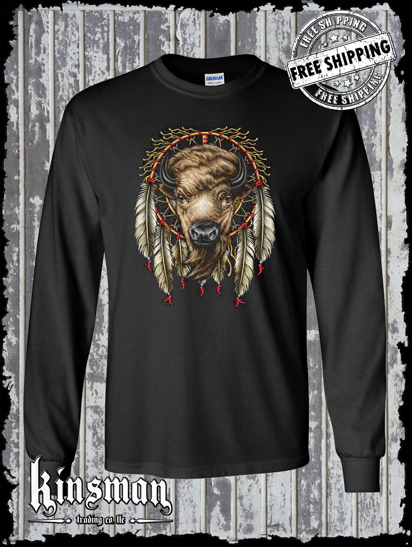 White Buffalo Dreamcatcher Long Sleeve T-Shirt / Native American Indian Heritage Tee