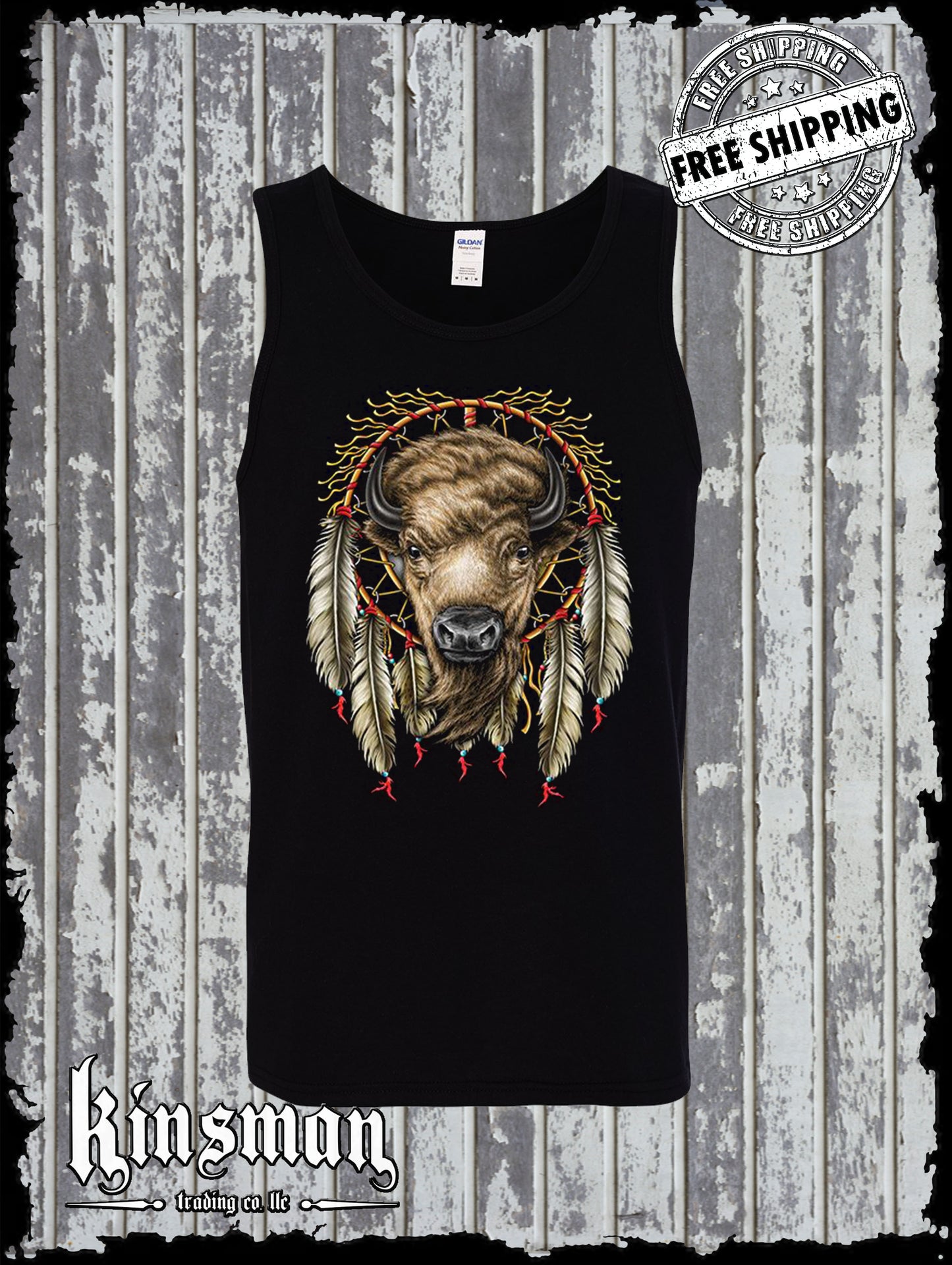 White Buffalo Dreamcatcher Tank Top T-Shirt / Native American Indian Heritage Tee
