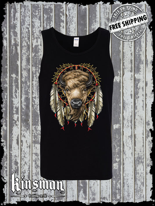 White Buffalo Dreamcatcher Tank Top T-Shirt / Native American Indian Heritage Tee