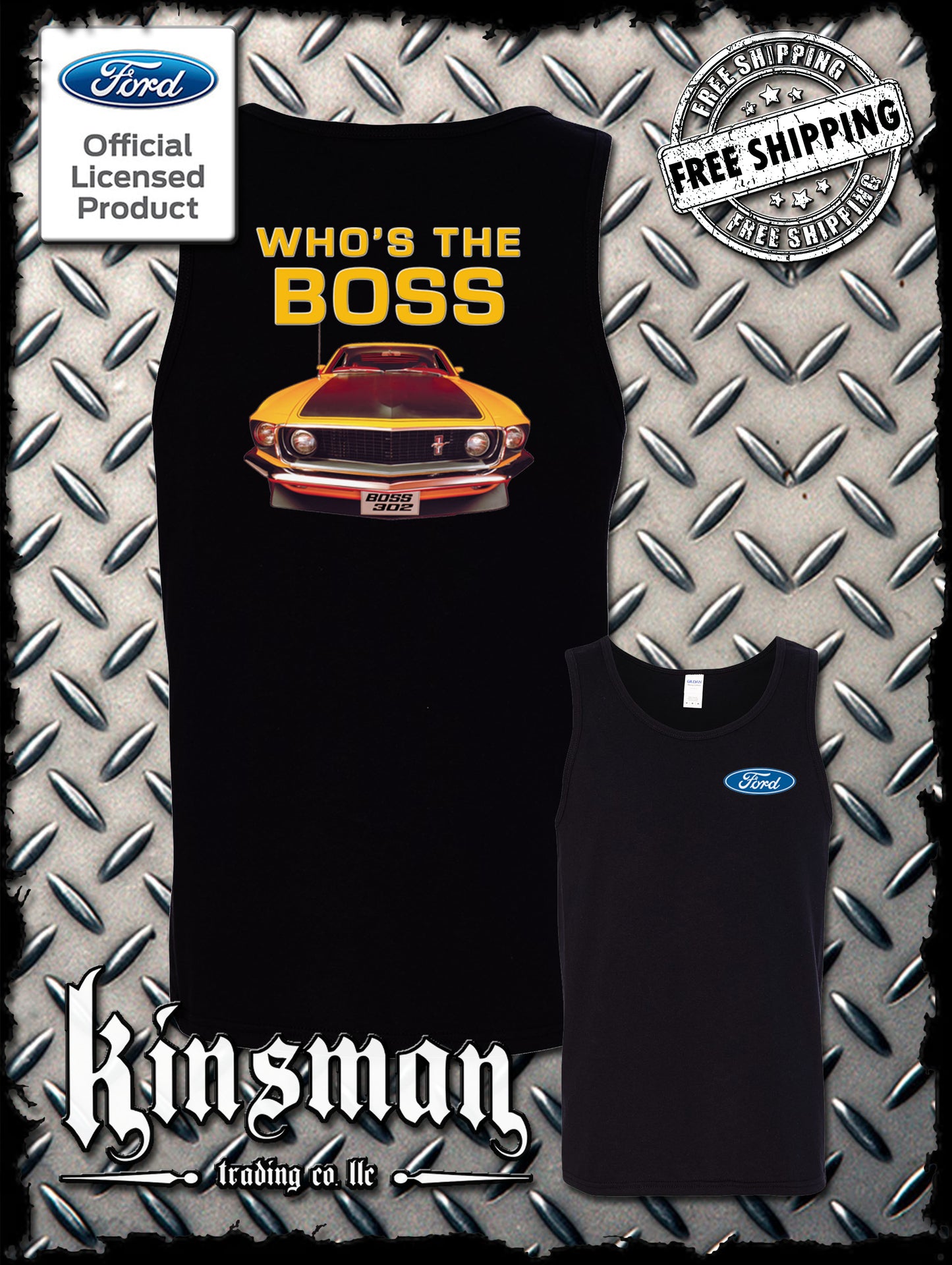 Ford Boss 302 Mustang Who's The Boss 2-Sided Tank Top T-Shirt - Official Licensed Product