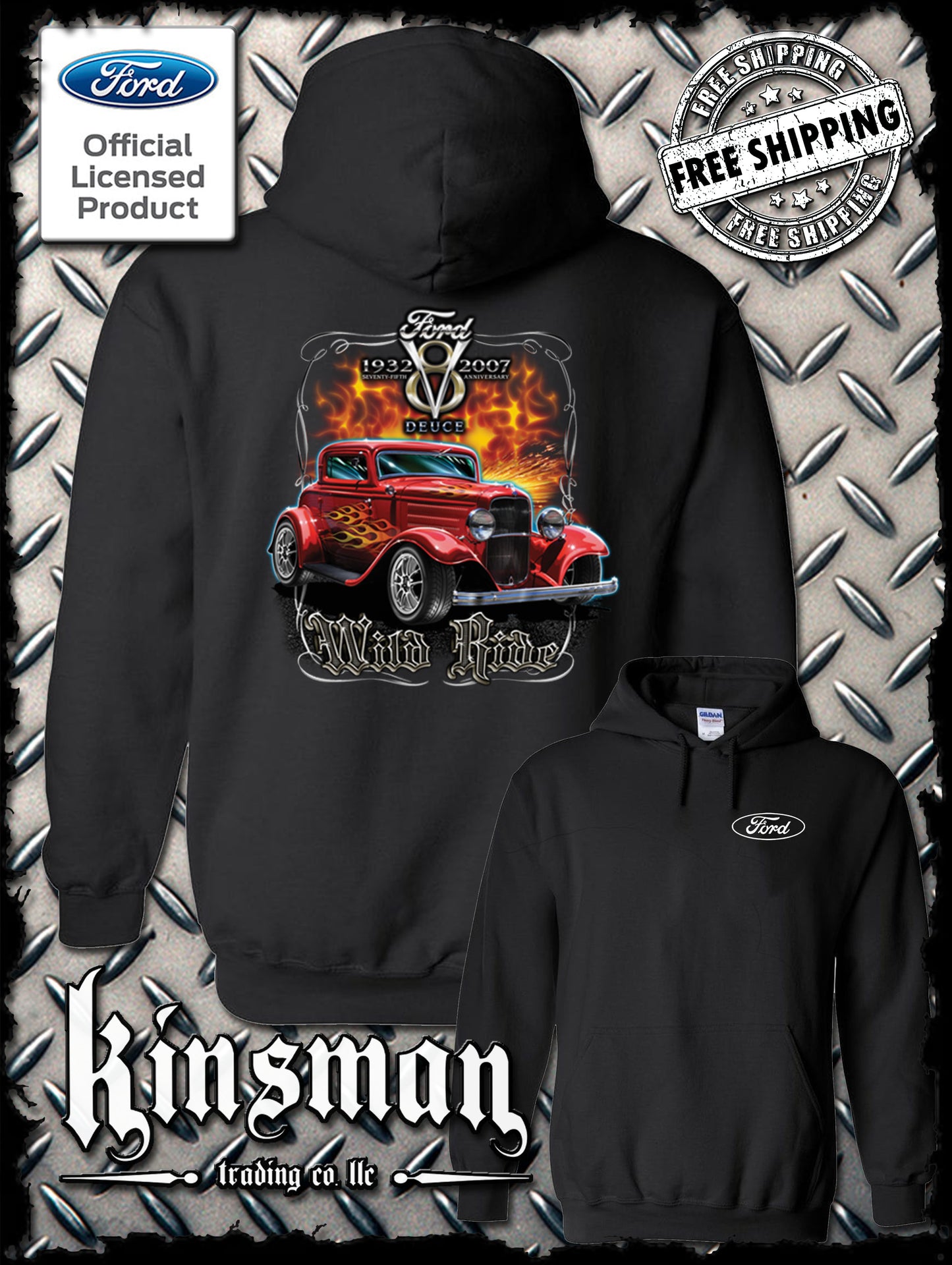 Ford Wild Ride 1932 Deuce Coupe V8 Hoodie / Sweatshirt Hot Rod - Official Licensed Product