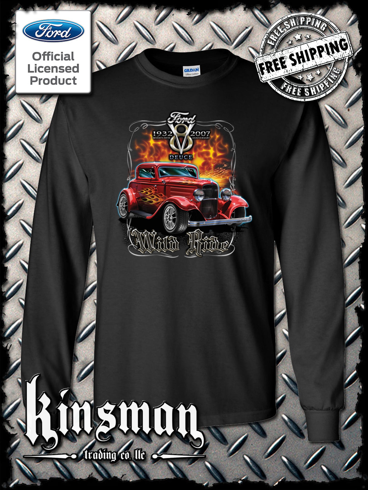 Ford Wild Ride 1932 Deuce Coupe V8 Long Sleeve T-Shirt Hot Rod - Official Licensed Product