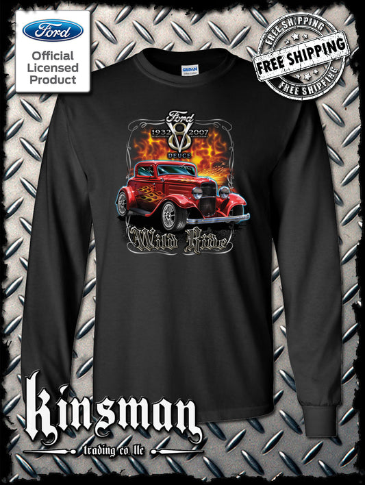 Ford Wild Ride 1932 Deuce Coupe V8 Long Sleeve T-Shirt Hot Rod - Official Licensed Product