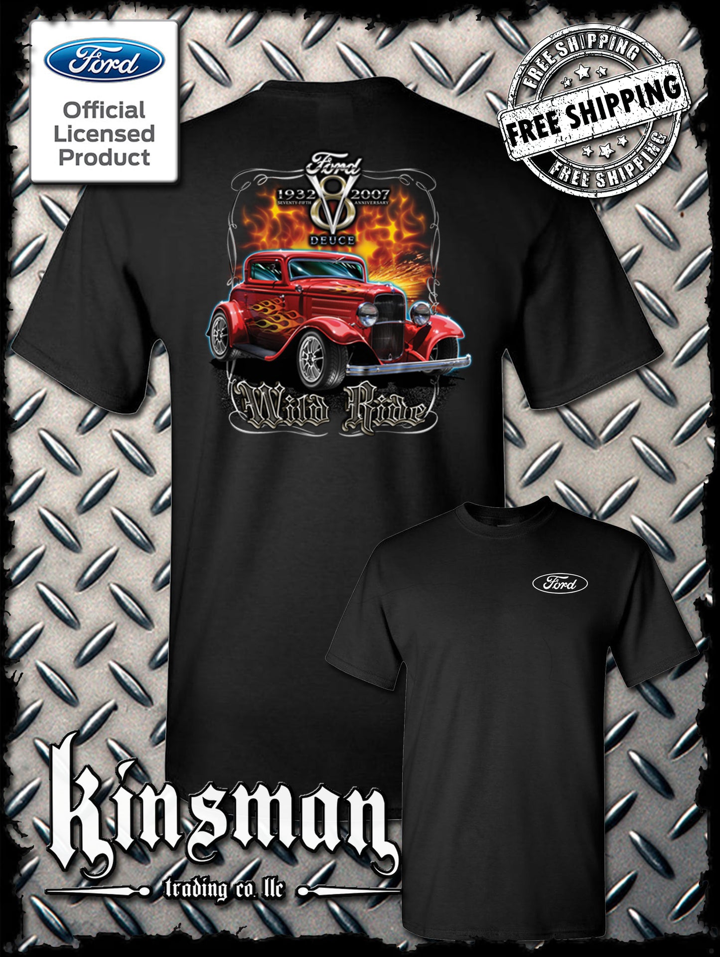 Ford Wild Ride 1932 Deuce Coupe V8 2-Sided T-Shirt Hot Rod - Official Licensed Product
