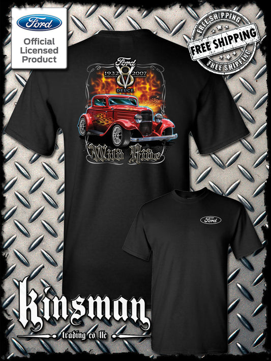 Ford Wild Ride 1932 Deuce Coupe V8 2-Sided T-Shirt Hot Rod - Official Licensed Product