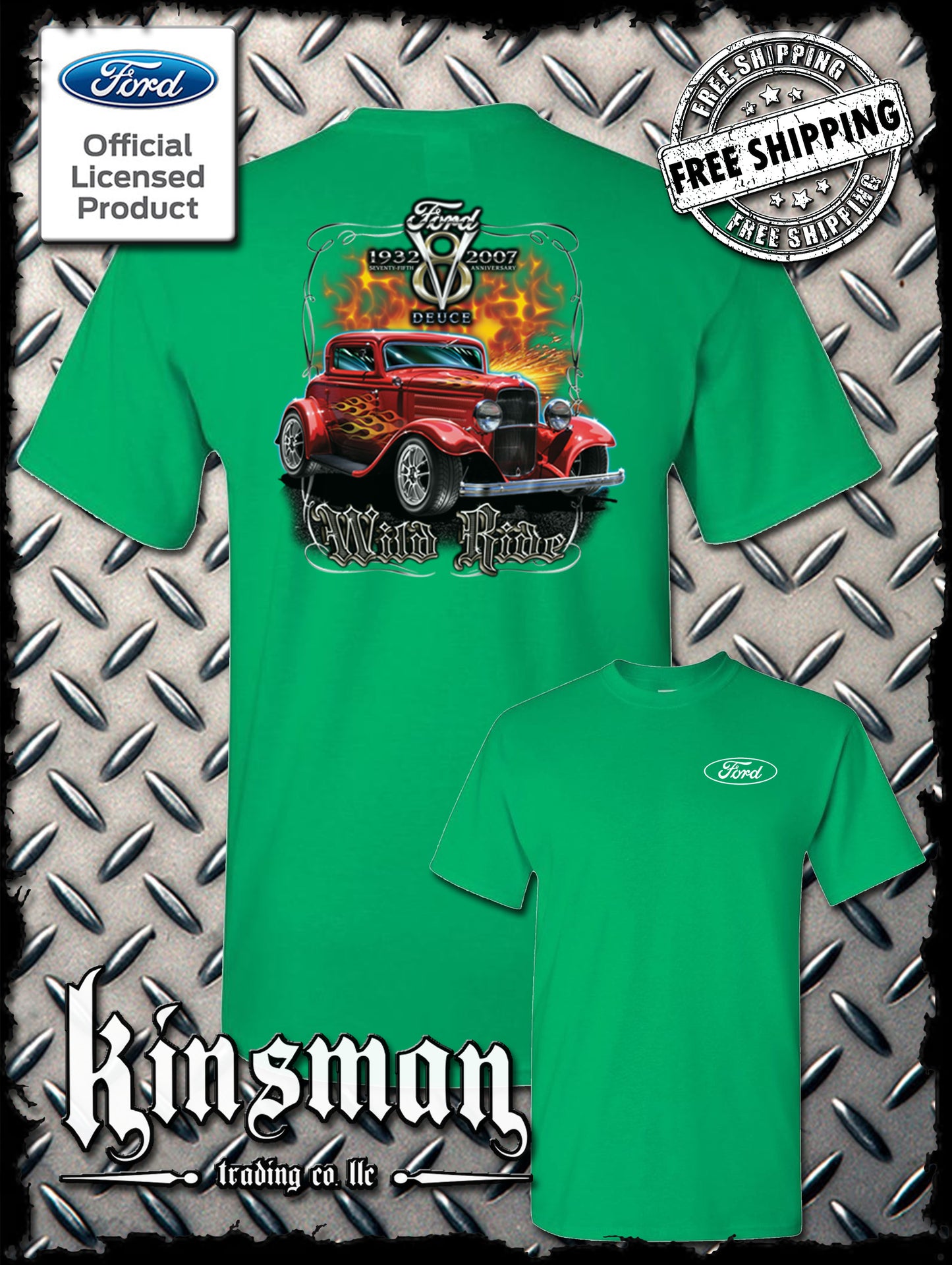 Ford Wild Ride 1932 Deuce Coupe V8 2-Sided T-Shirt Hot Rod - Official Licensed Product