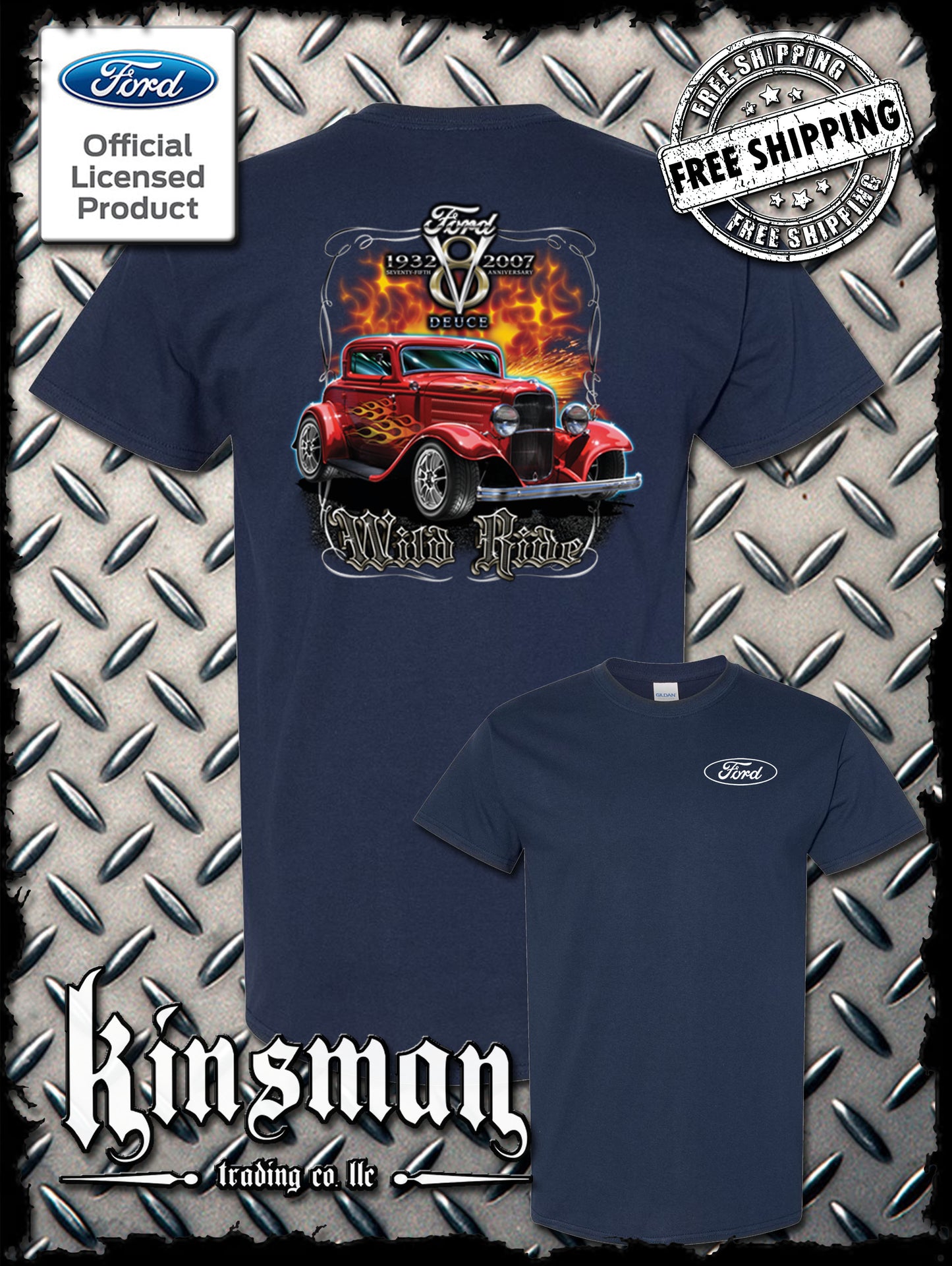 Ford Wild Ride 1932 Deuce Coupe V8 2-Sided T-Shirt Hot Rod - Official Licensed Product