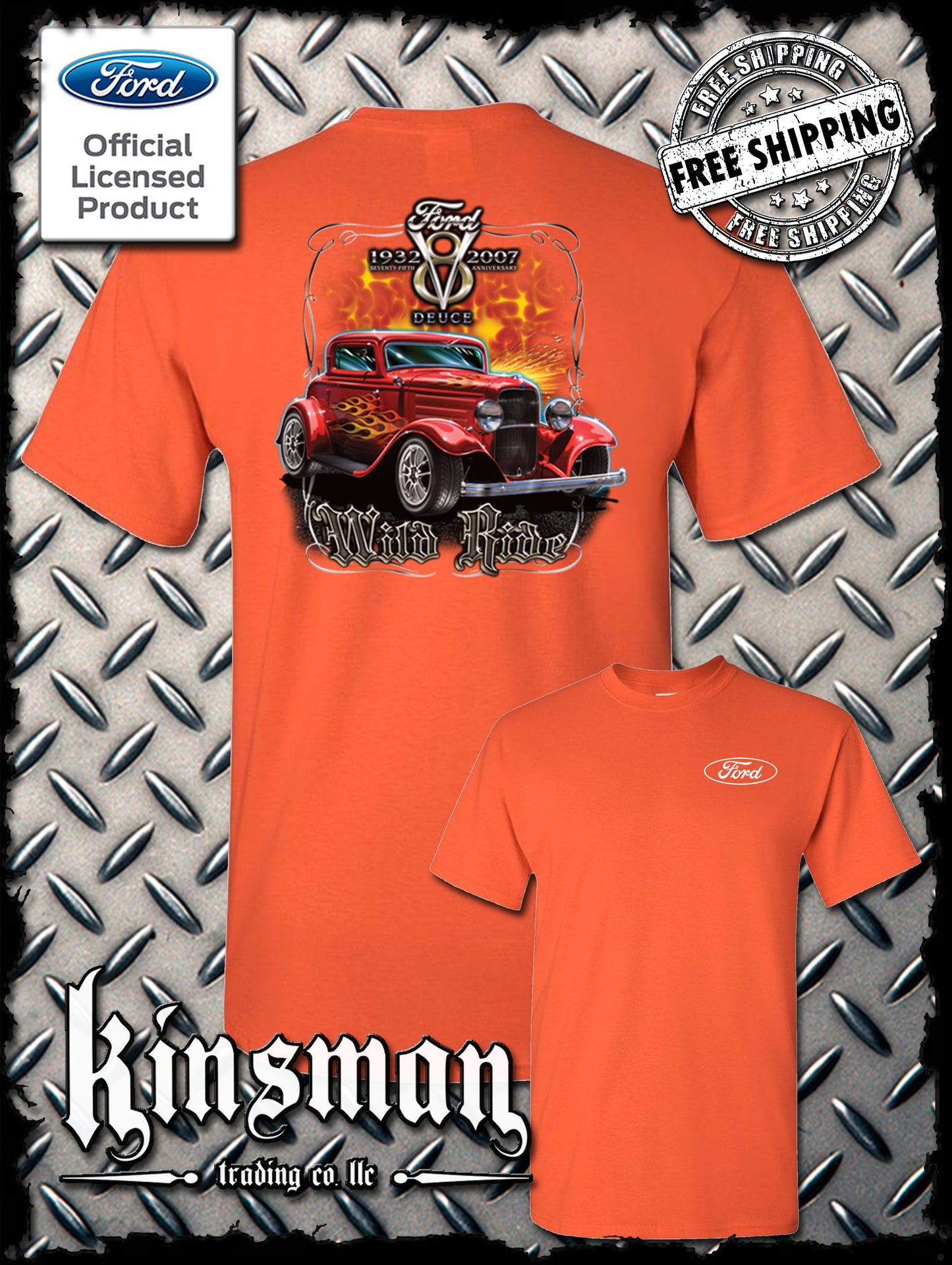 Ford Wild Ride 1932 Deuce Coupe V8 2-Sided T-Shirt Hot Rod - Official Licensed Product