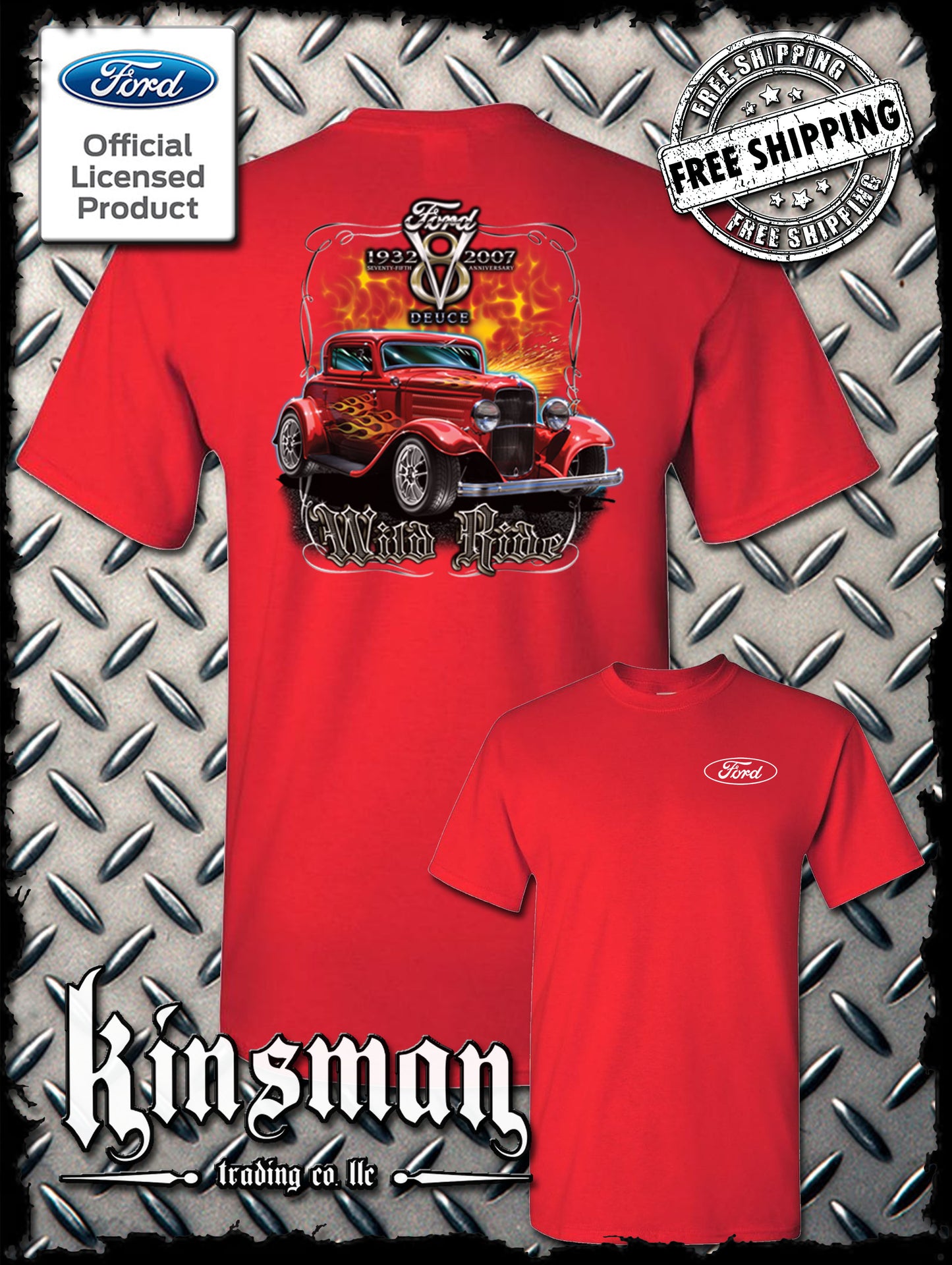 Ford Wild Ride 1932 Deuce Coupe V8 2-Sided T-Shirt Hot Rod - Official Licensed Product