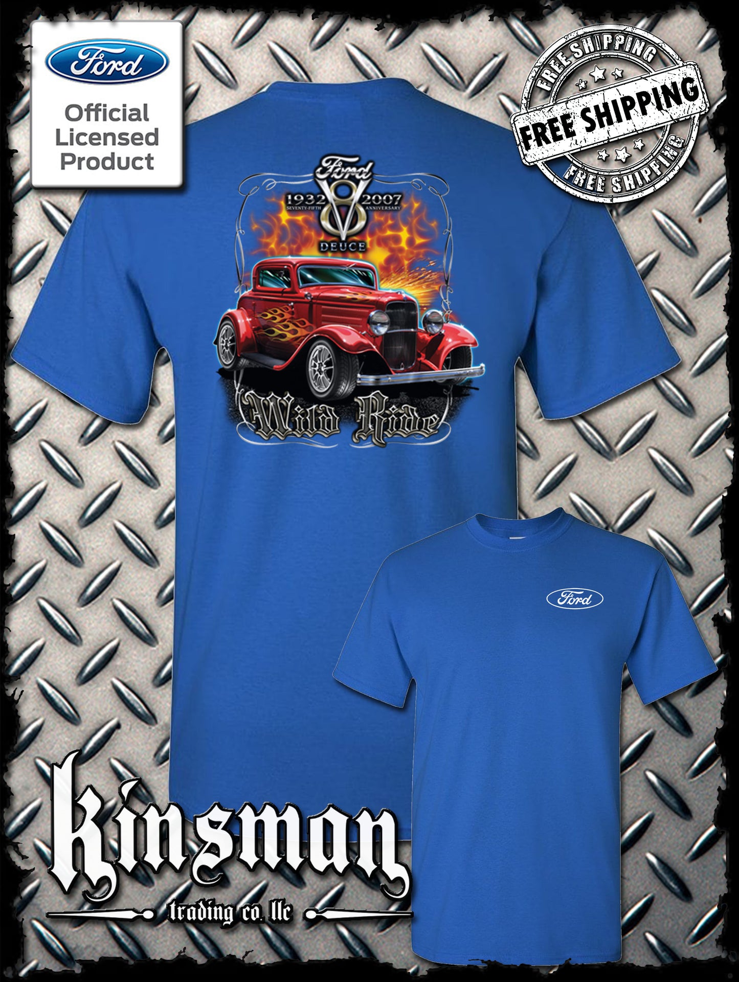 Ford Wild Ride 1932 Deuce Coupe V8 2-Sided T-Shirt Hot Rod - Official Licensed Product