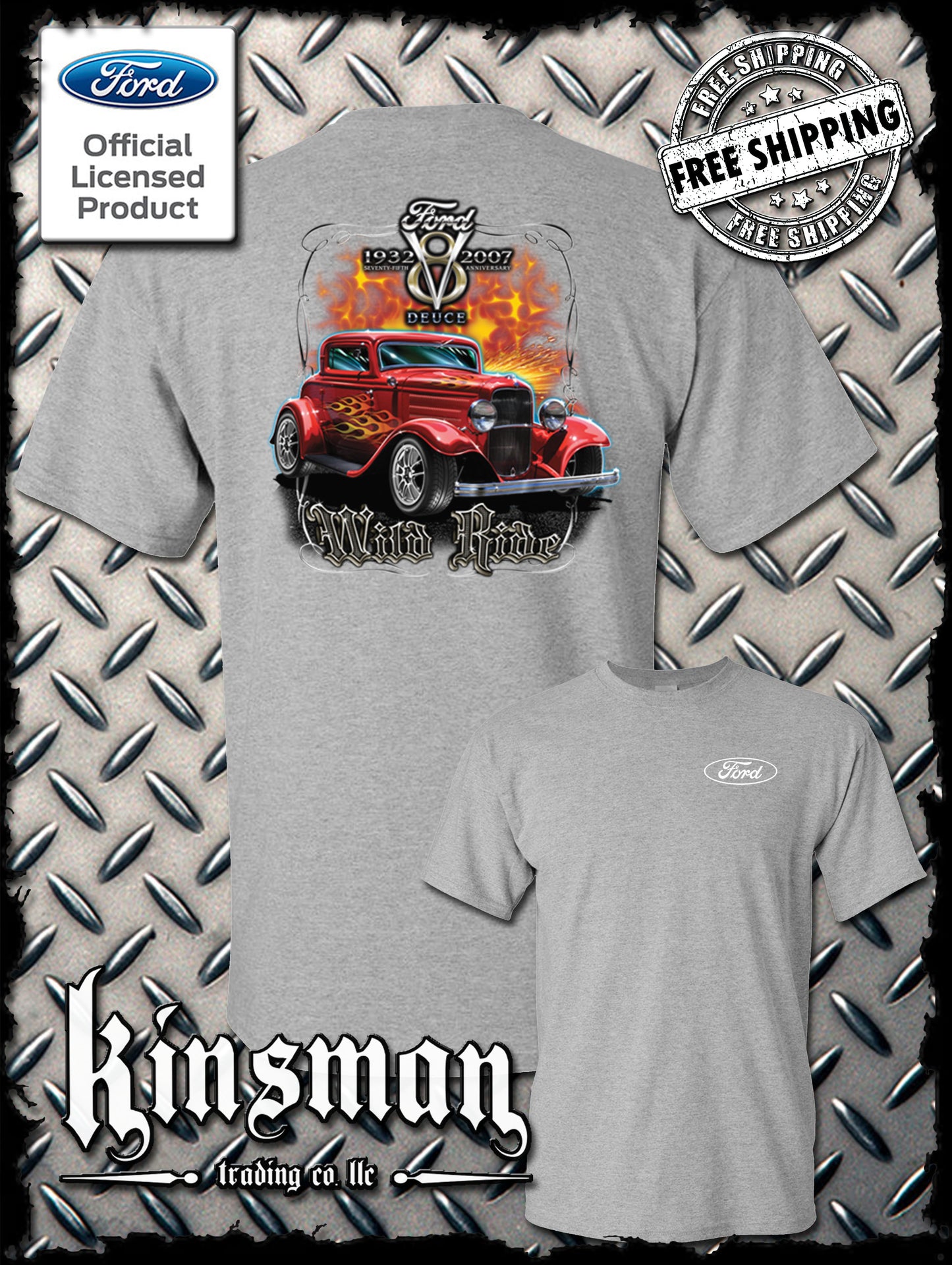 Ford Wild Ride 1932 Deuce Coupe V8 2-Sided T-Shirt Hot Rod - Official Licensed Product