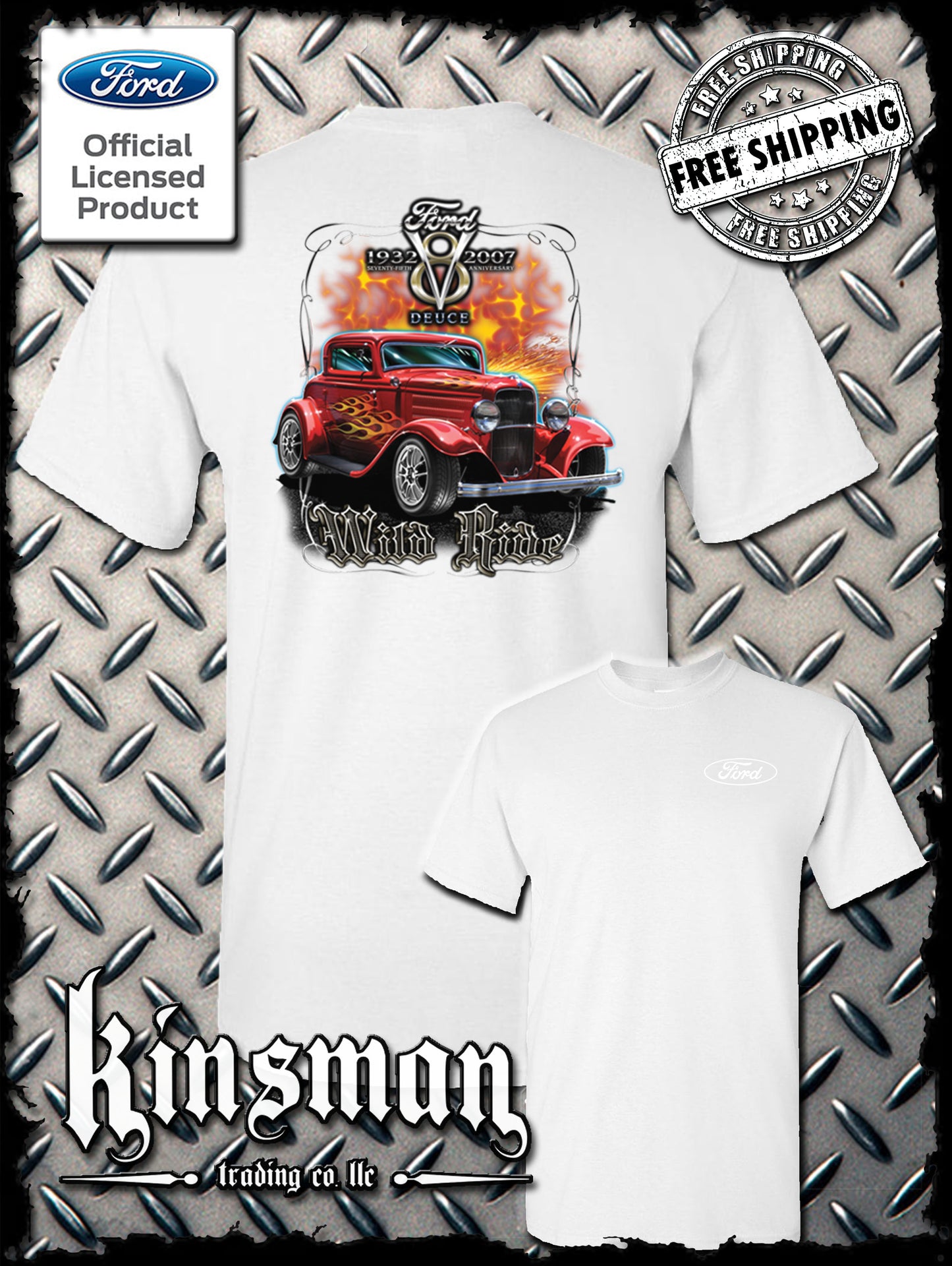 Ford Wild Ride 1932 Deuce Coupe V8 2-Sided T-Shirt Hot Rod - Official Licensed Product