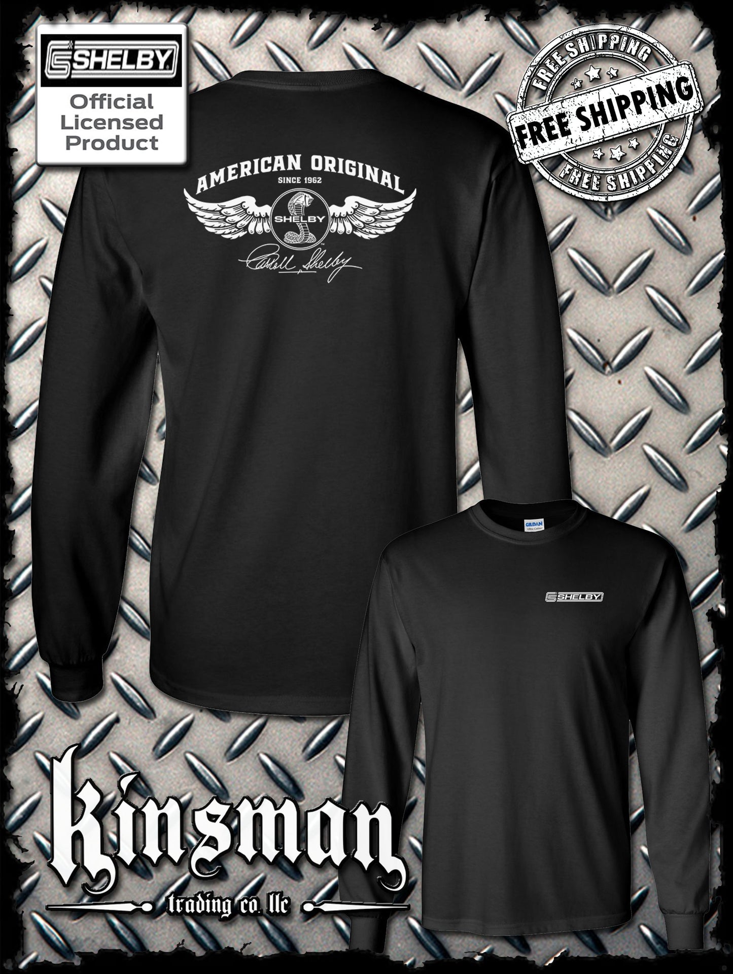 Carroll Shelby Winged Cobra 2-Sided Long Sleeve T-Shirt