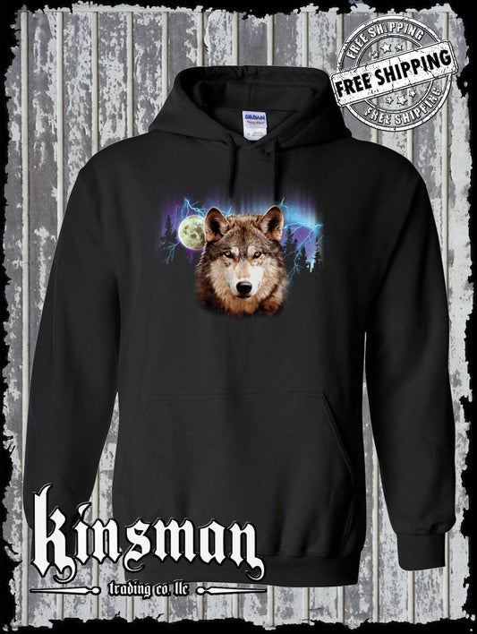 Wolf Lightning Moon Hoodie / Sweatshirt Native American Indian