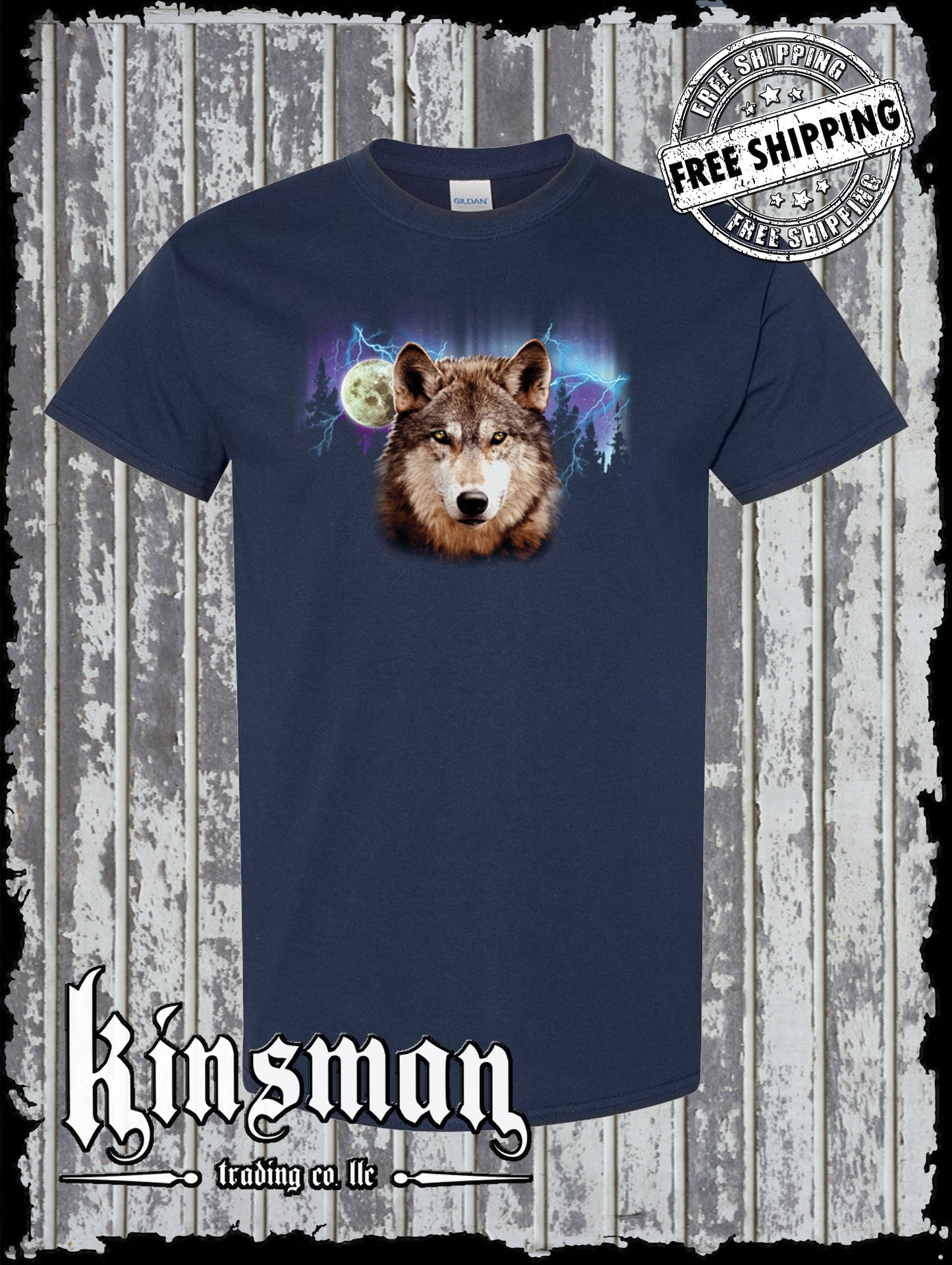 Wolf Lightning Moon T-Shirt Native American Indian