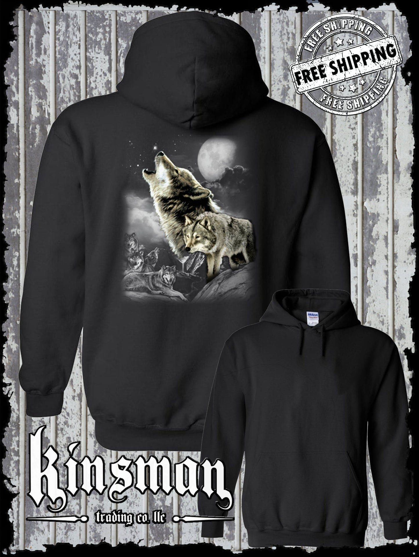 Wolf Wilderness Moon Hoodie / Sweatshirt Native American Indian