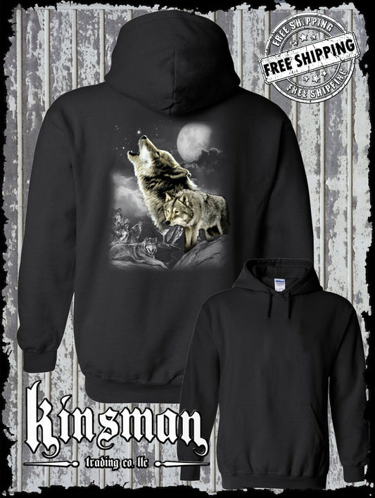 Wolf Wilderness Moon Hoodie / Sweatshirt Native American Indian