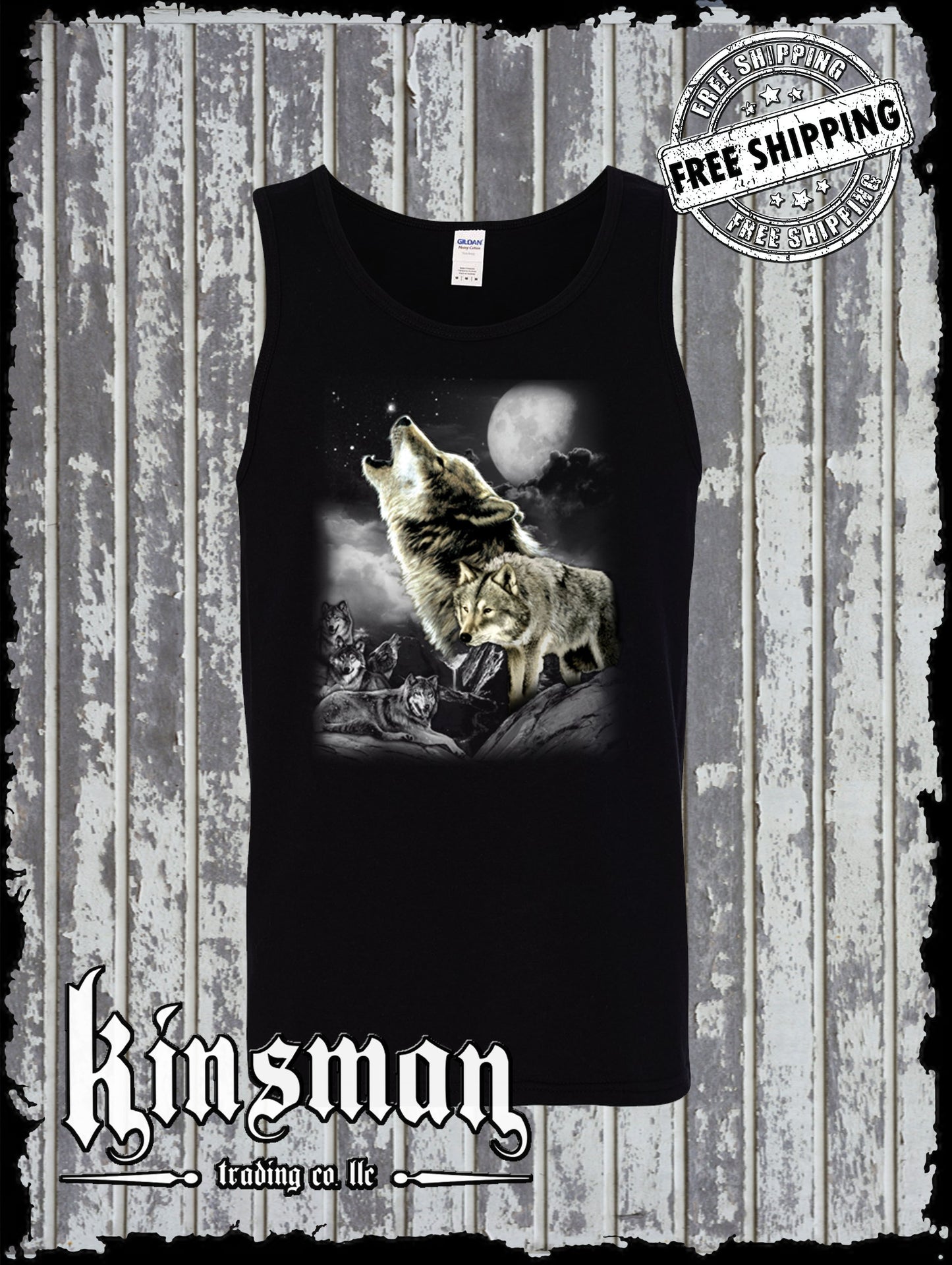 Wolf Wilderness Moon Tank Top T-Shirt Native American Indian