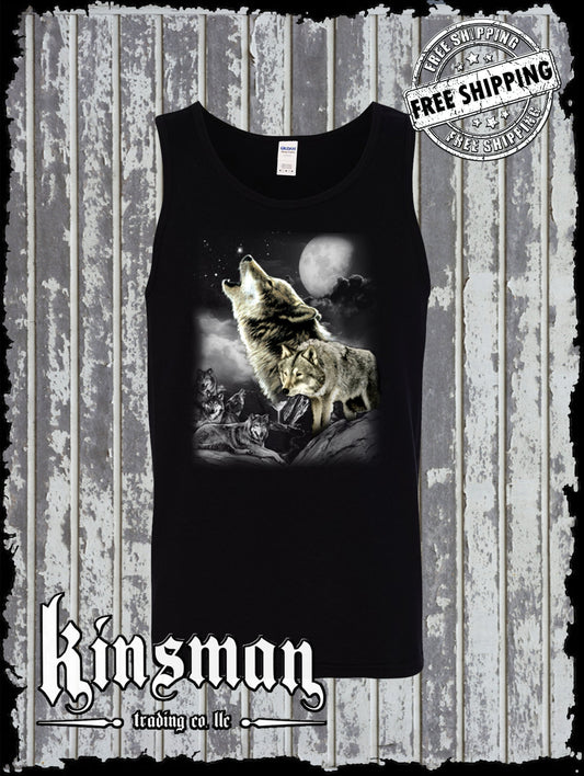 Wolf Wilderness Moon Tank Top T-Shirt Native American Indian