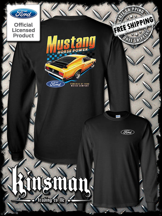 Ford Mustang Horsepower 2-Sided Long Sleeve T-Shirt