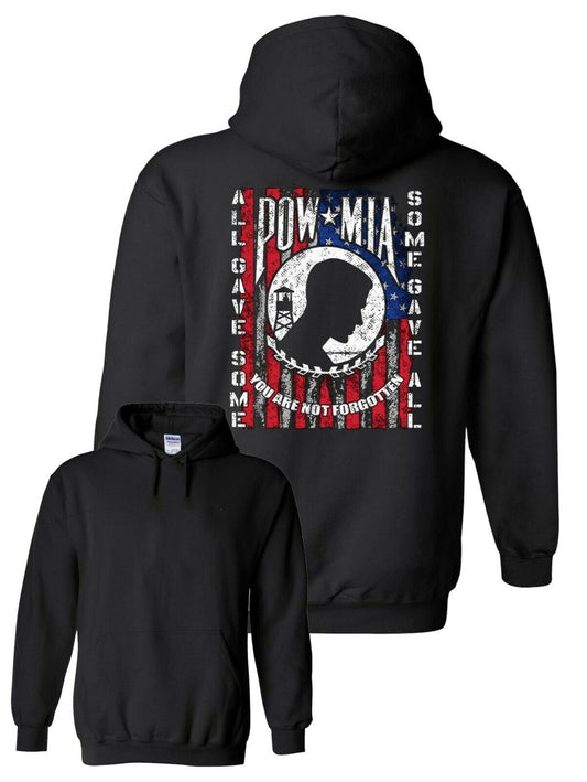 POW - MIA Flag Hoodie / USA Veteran Marine Army Navy National Guard Military Vet