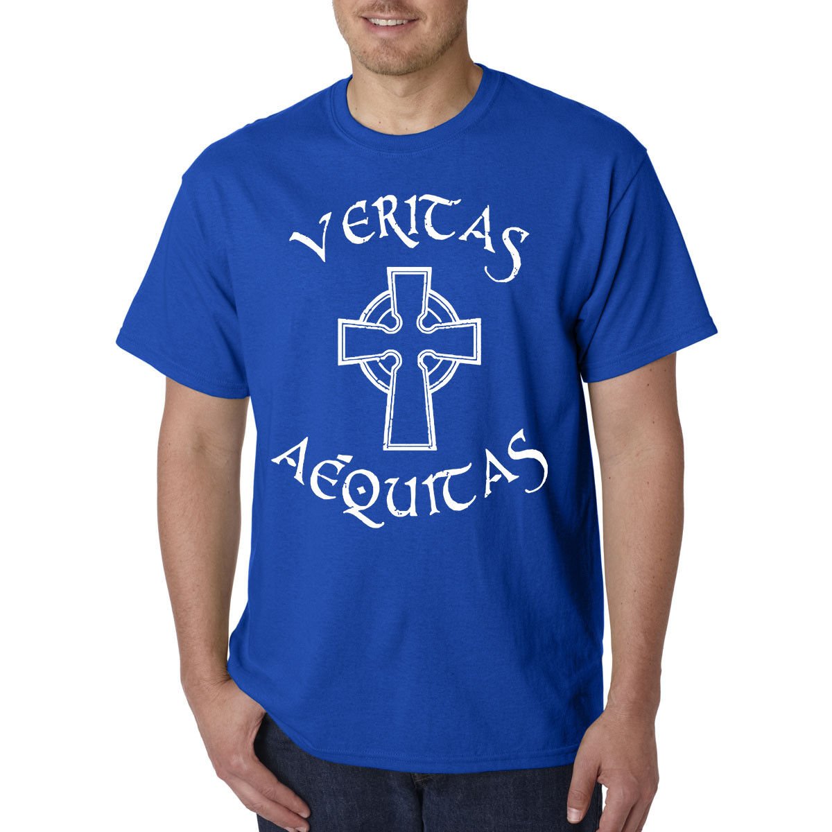 Veritas Aequitas T-Shirt / Irish Celtic Cross Religious St. Patricks Day