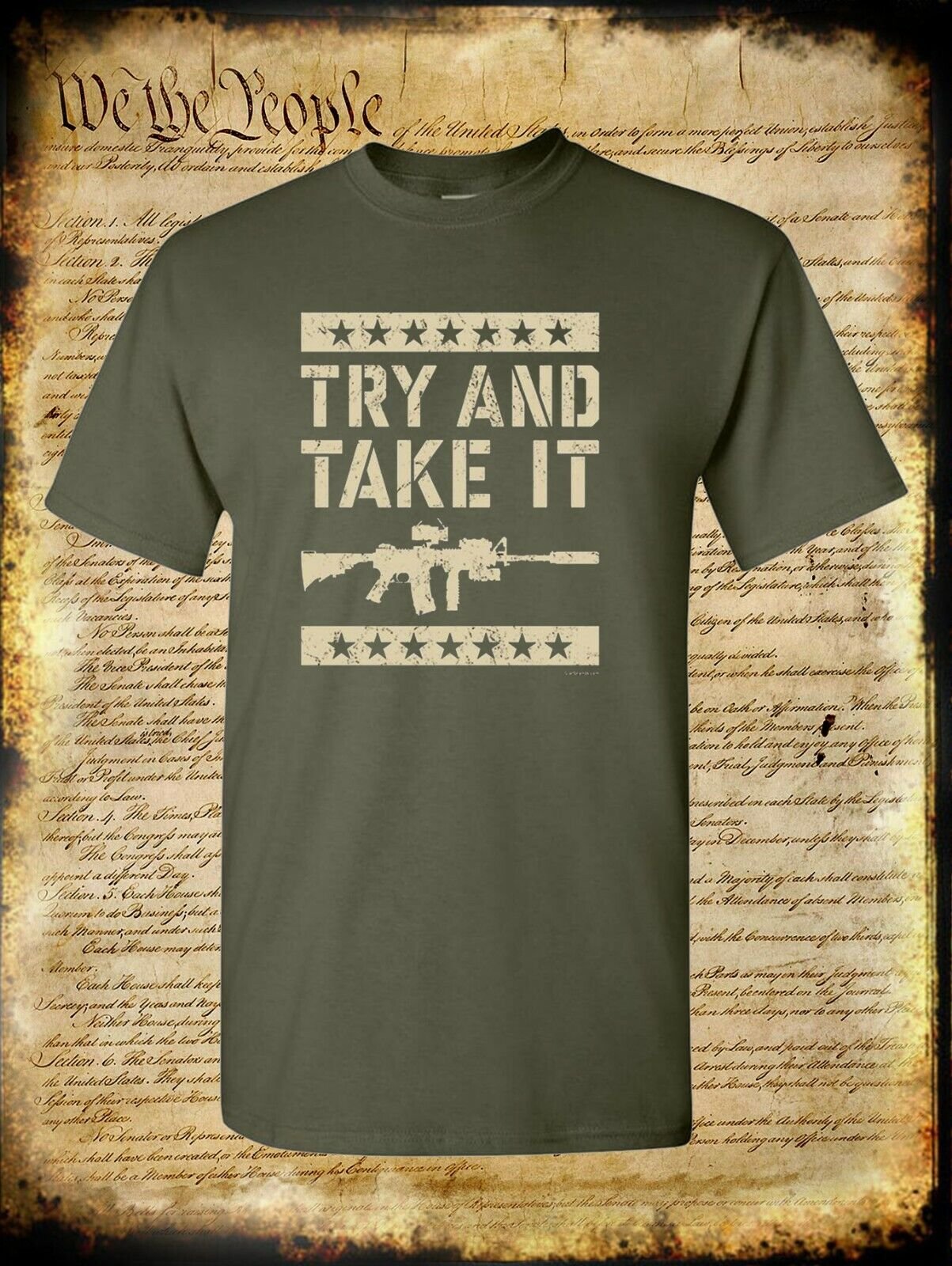 Try And Take It AR-15 T-Shirt 2nd Amendment Pro Gun Rights USA Freedom Military