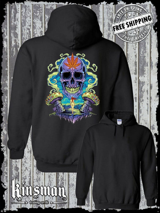 Weed Skull Mushroom Hoodie / Sweatshirt - Marijuana Smoke Stoner