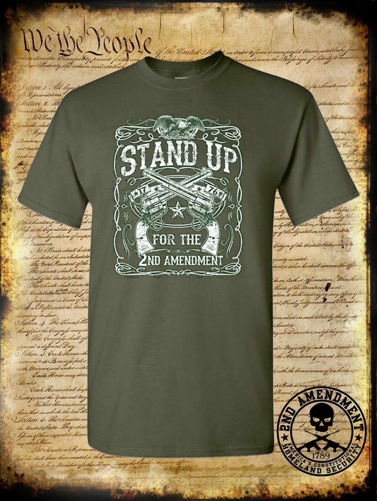 Stand Up for the 2nd Amendment T-Shirt / USA Eagle 1776 Proud American Freedom