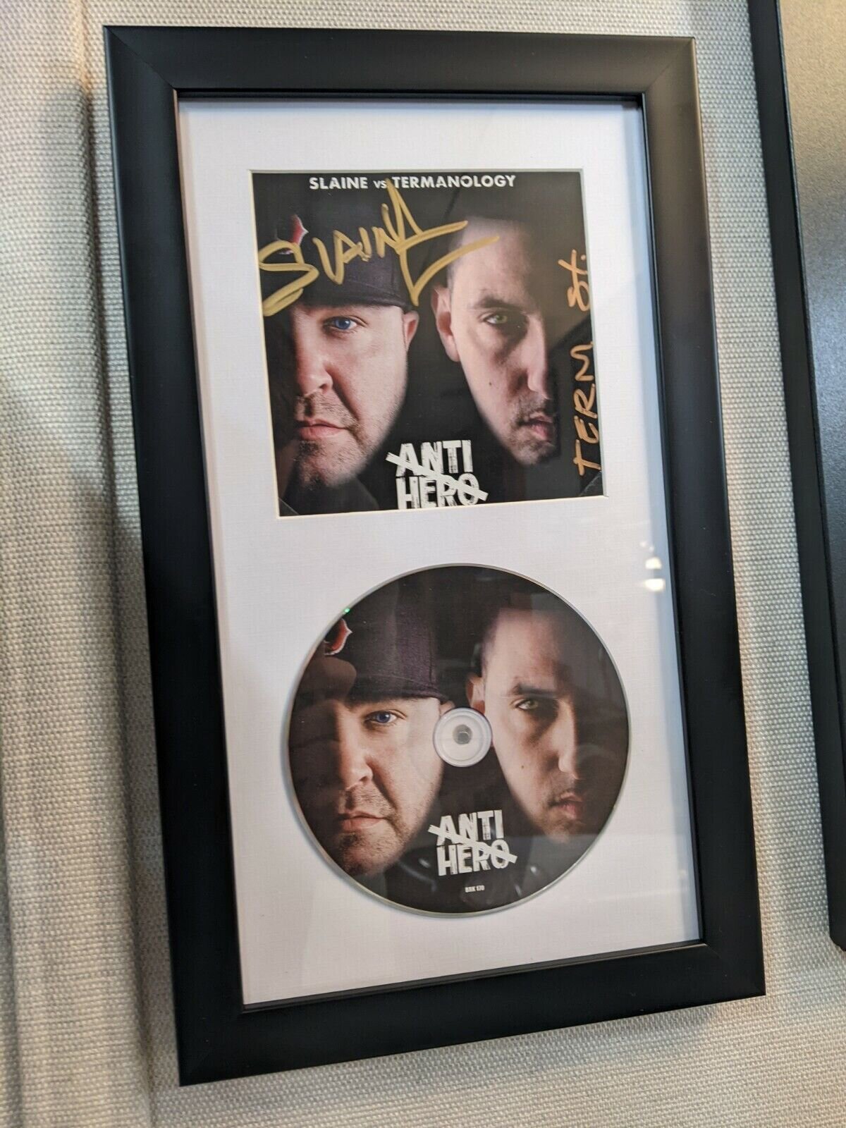 Slaine vs Termanology Anti-Hero Signed & Framed CD - Autograph La Coka Nostra