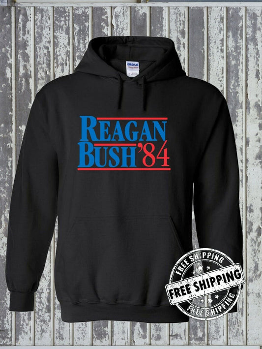 Ronald Reagan Bush For President 84 Retro Hoodie - Republican