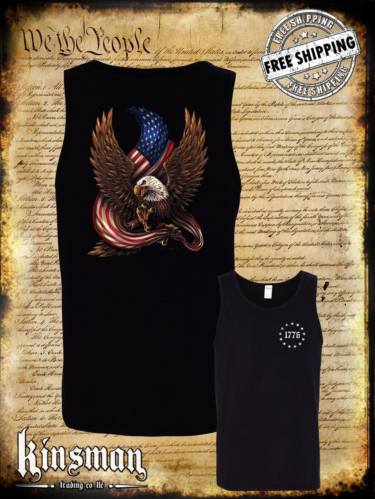 American Flag / Eagle 1776 2-Sided Tank Top T-Shirt