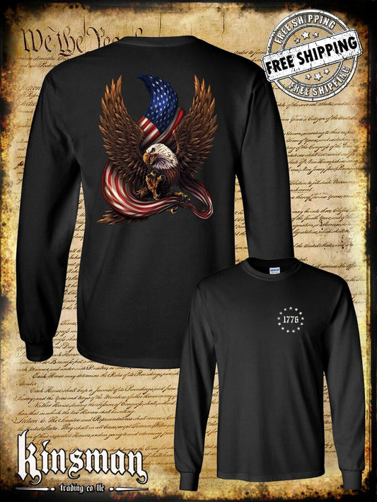 American Flag / Eagle 1776 2-Sided Long Sleeve T-Shirt