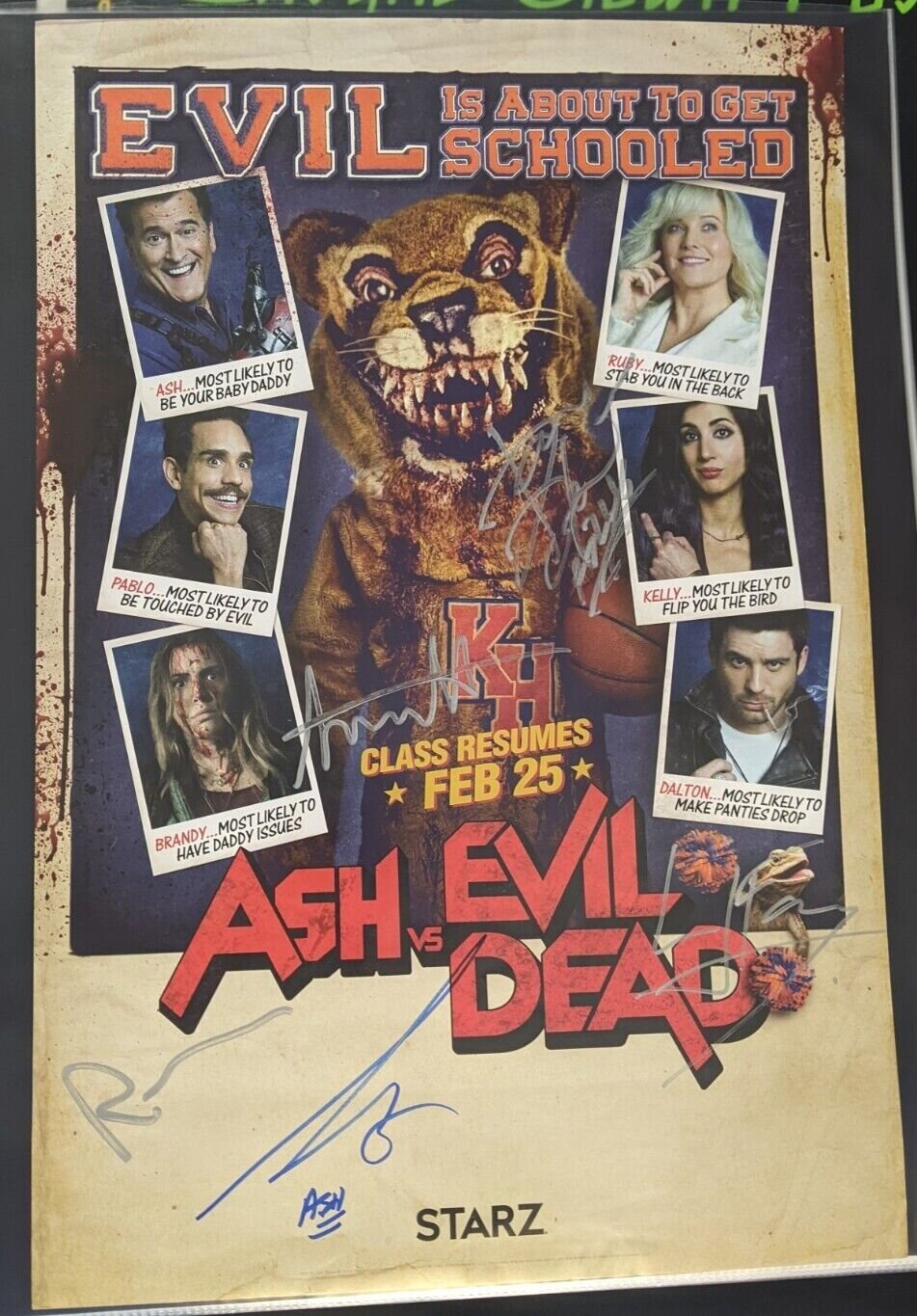 Ash vs Evil Dead NYCC 2017 16x24 Poster Signed 5x Bruce Campbell, Santiago, Dana