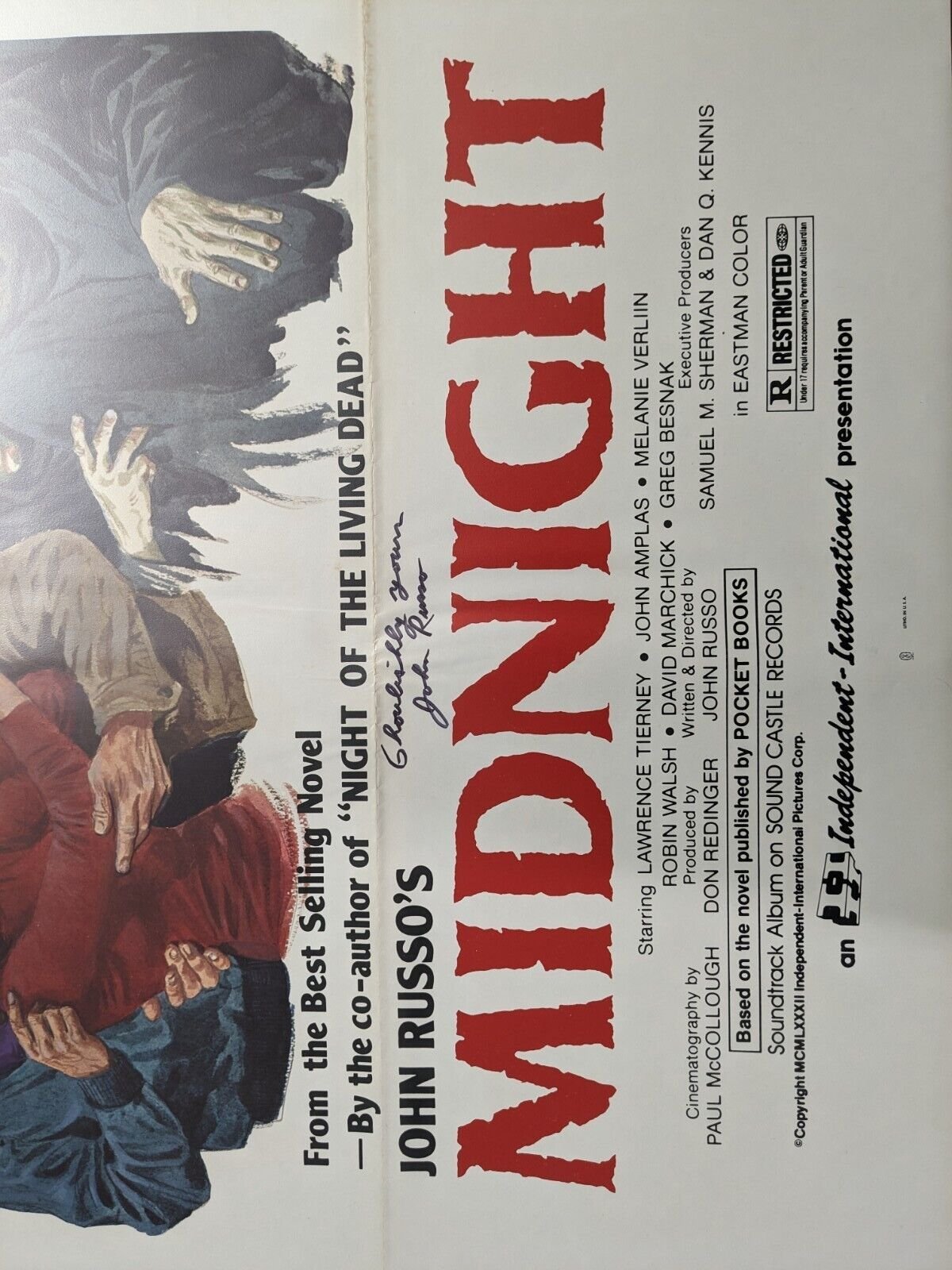 Midnight (1982) Original One Sheet 27x41 Vintage Poster Signed by John Russo