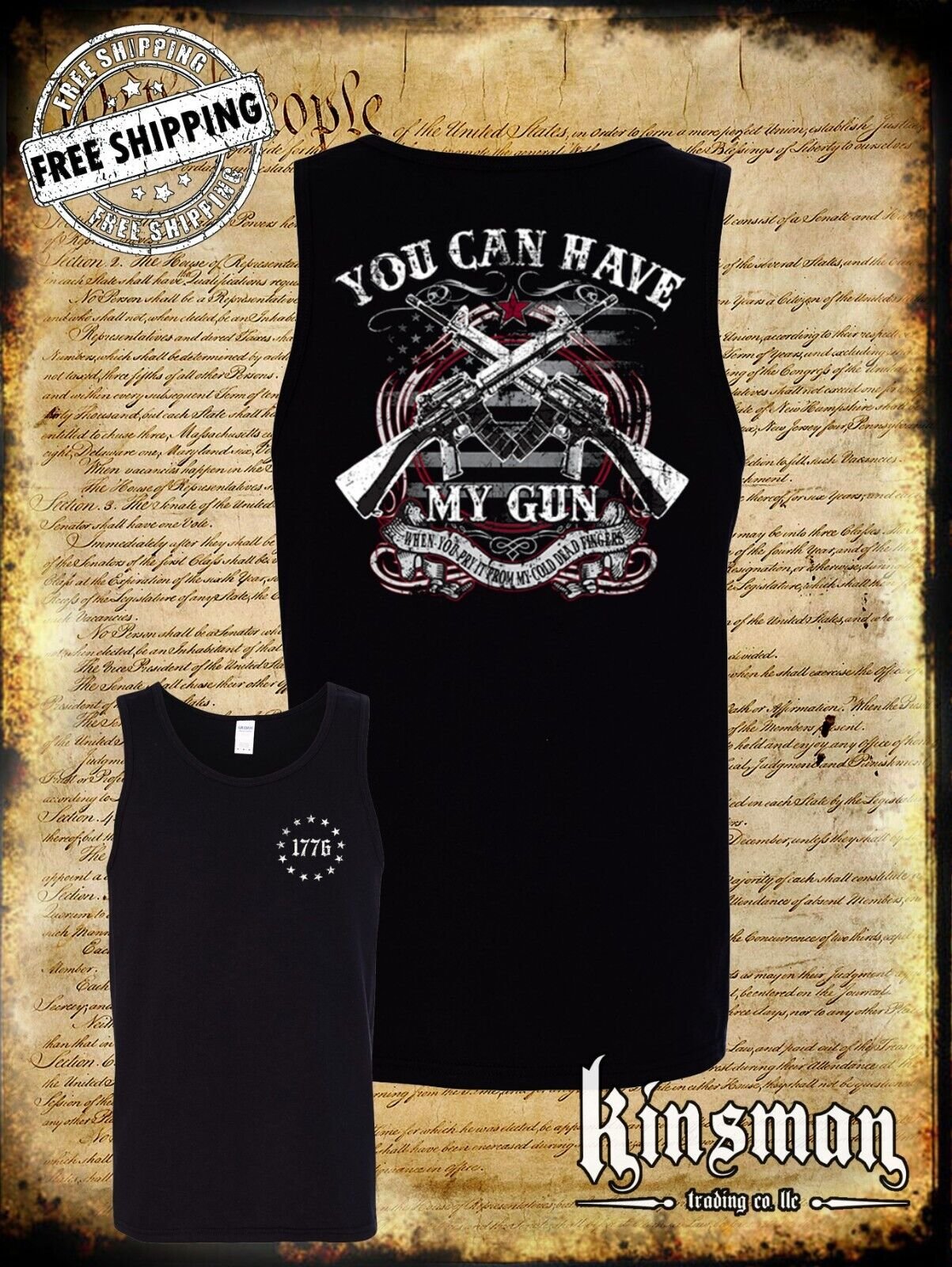 Have My Gun Pry It From My DEAD Fingers 2nd Amendment 1776 Tank Top T-Shirt
